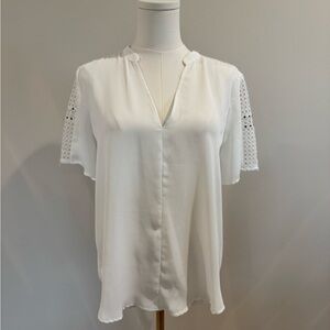 Current Air White Blouse with Lace Sleeves